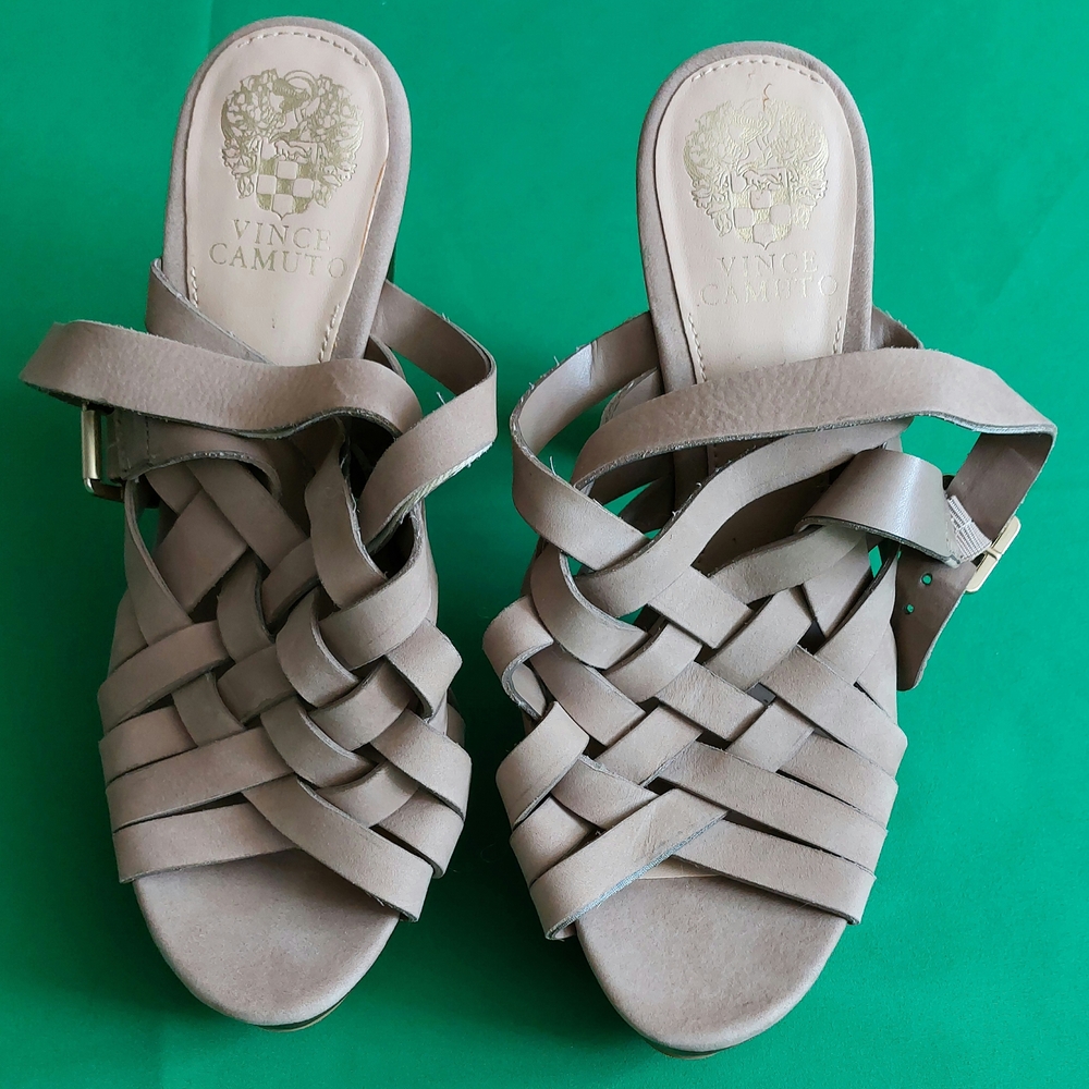 Vince Camuto Tan Woven Leather Sandals